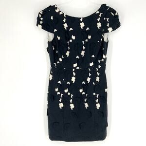 Tibi Cotton Lace Cap Sleeve Open Back Dress Black White 6